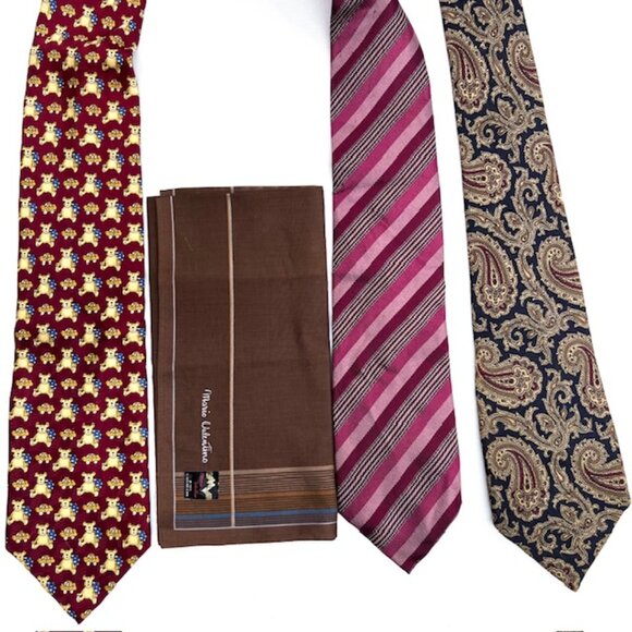 Set: 3 Valentio Neckites Burgendy Bear/Striped + 1 Valentino Mario Burgendy (61) - Picture 4 of 11